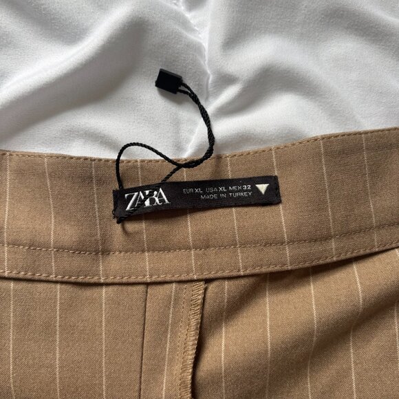 Zara tan pinstripe skirt women size XL - Picture 3 of 4